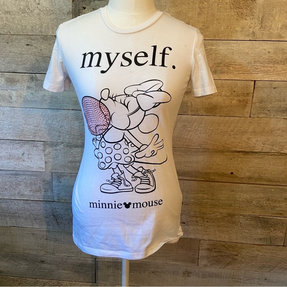🛍️3/$30 Disney Minnie Mouse women's white t-shirt in size x-small